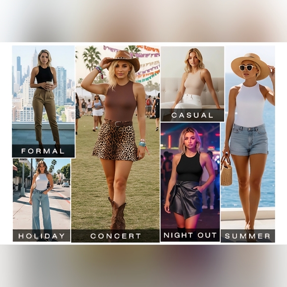 Popilush Body Suits Sleeveless Crew Neck Tank Top #823 - Picture 11 of 11